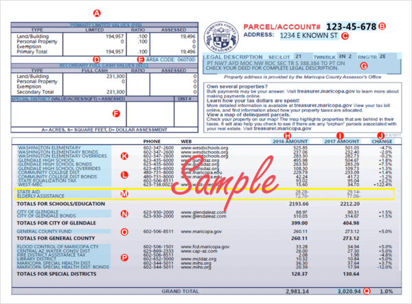 Arizona property tax bill