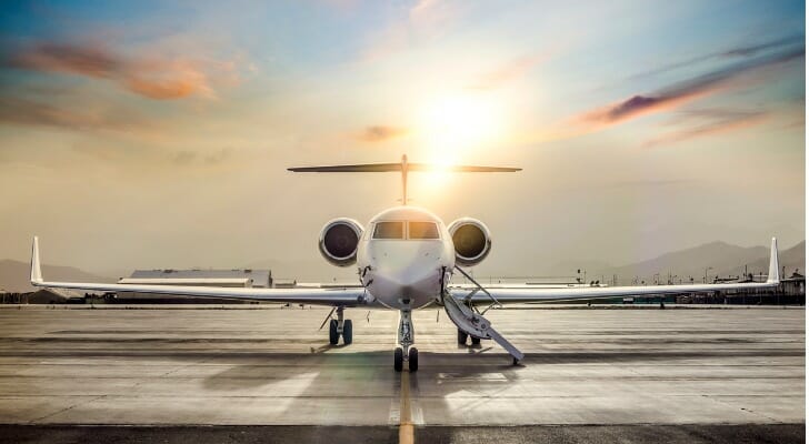 Private jet on an airport tarmac