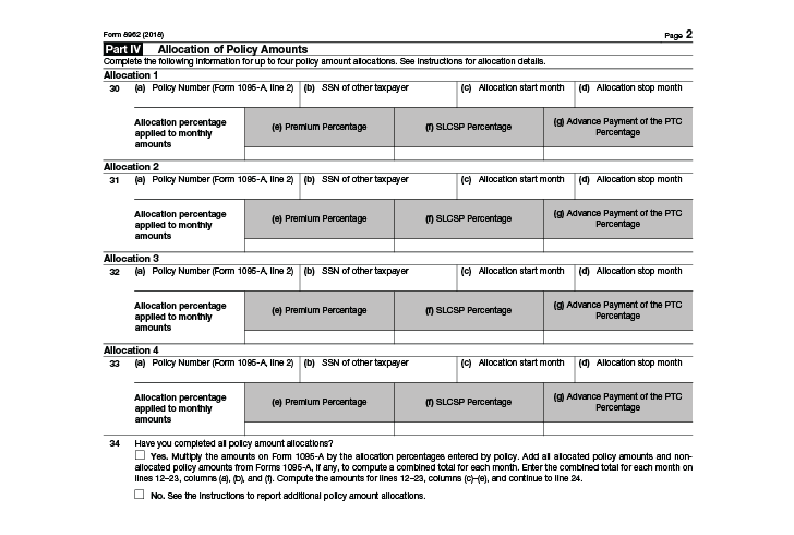 Form 8962 IRS Calculate Your Premium Tax Credit PTC SmartAsset   Form 8962 Part4 