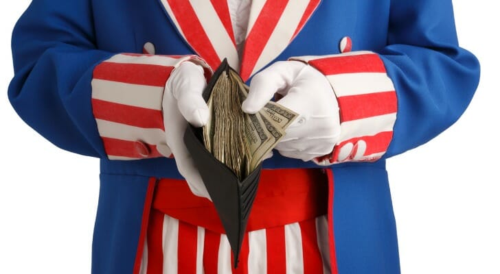 Uncle Sam doles out money