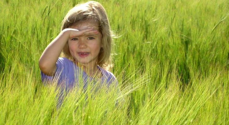 Young girl in a field in Idaho