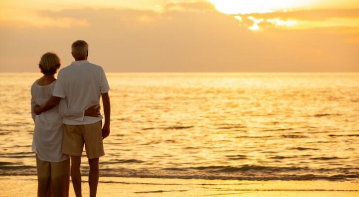 Retired couple on a beach