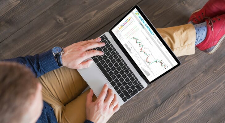 Man trading with his online brokerage account