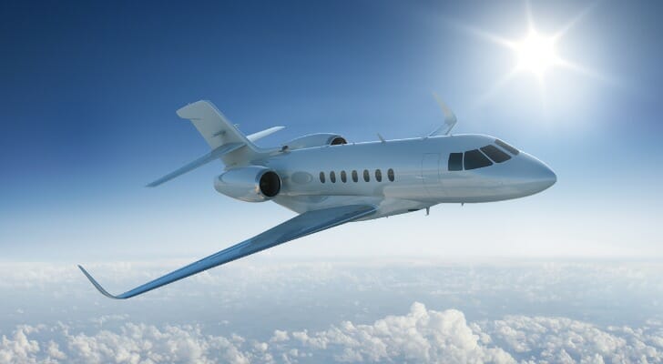 Private jet in the air