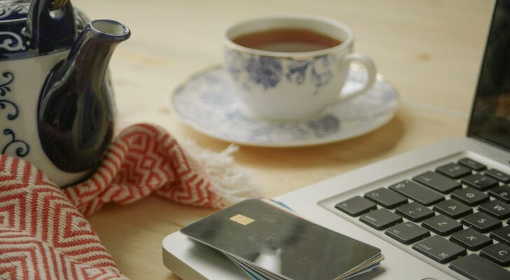 PC, smartphone and cup of tea
