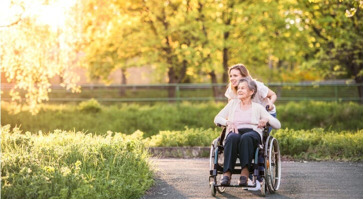 Retired lady in a wheelchair