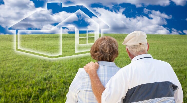 Senior couple imagining a retirement residence