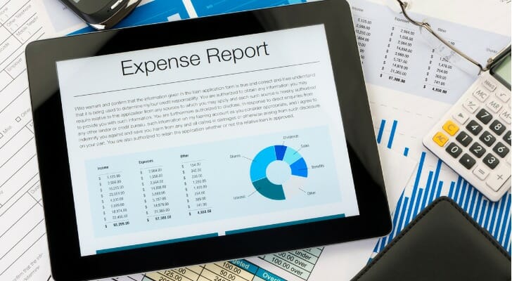 Tablet using an expense report app