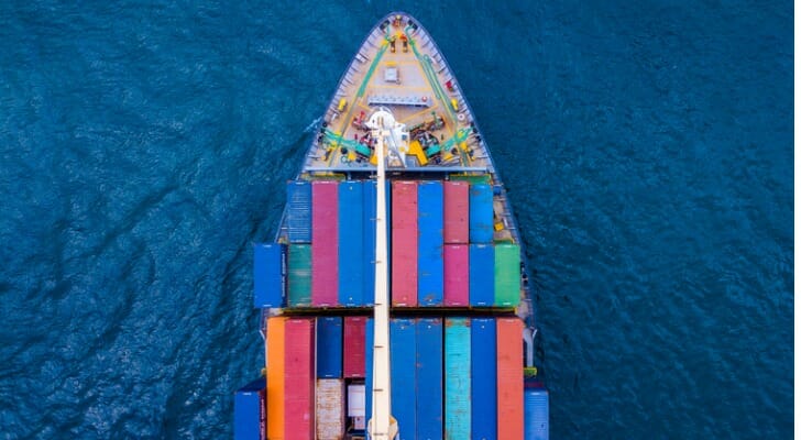 Bow of a container ship