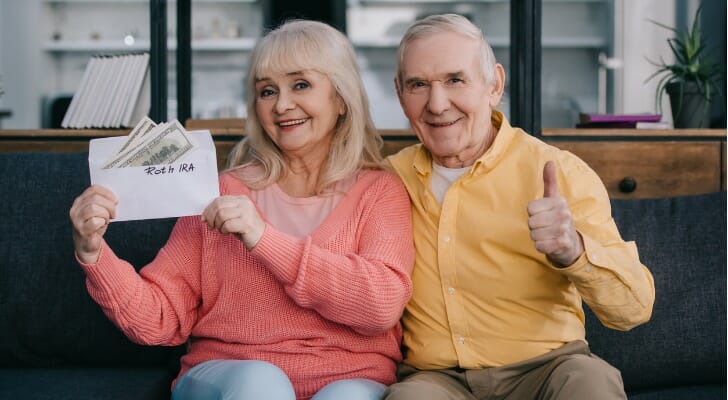 Retired couple with their Roth IRA money