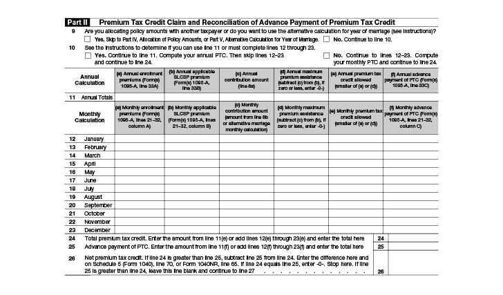 Irs Form 8962 Calculate Your Premium Tax Credit Ptc Smartasset