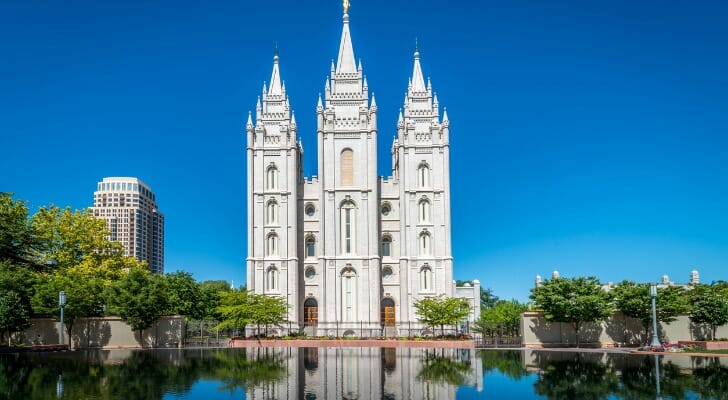 The Mormon Temple in Salt Lake City, Utah.