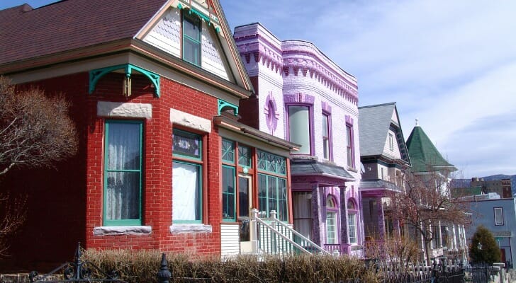 Old Victorian houses in Butte, Montana