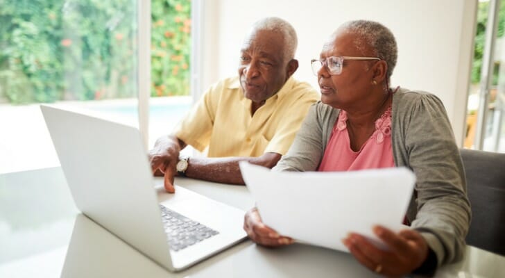 Older couple doing their tax returns