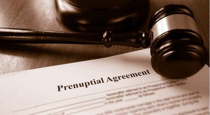Prenuptial agreement and a judge's gavel