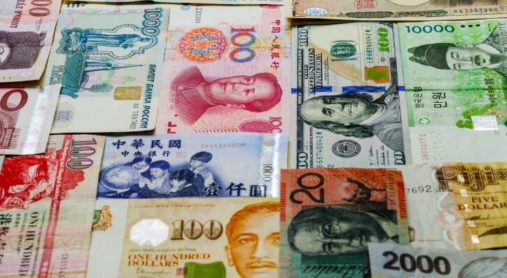 Various types of foreign currency