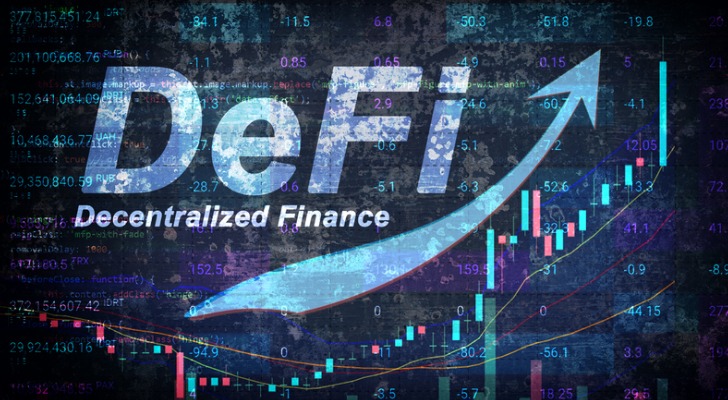 Image shows the word "DeFi Decentralized Finance" on a holographic design. In this article, SmartAsset takes a closer look at what Ethereum is and how to buy it.
