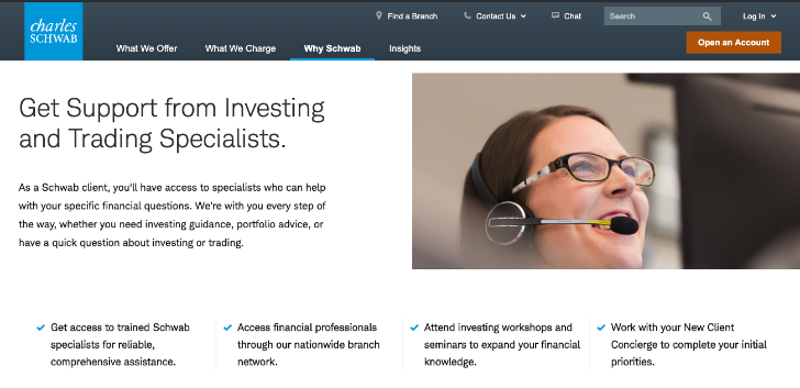 Charles Schwab's customer support is top notch.
