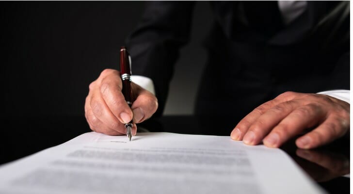 An estate planning attorney finalizes a trust document