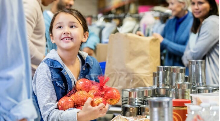 Girl working at a charity