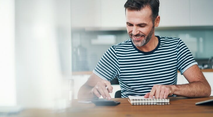 Man working on his budget