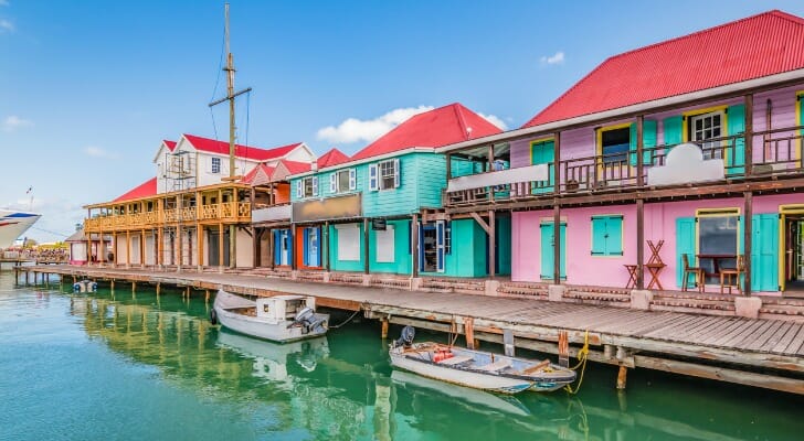 Houses in the Port of St John`s, Antigua and Barbuda