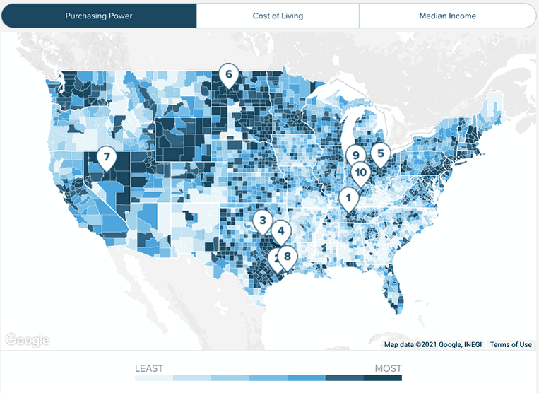 cost of living by state map 2020 2020 Cost Of Living Calculator Cost Of Living Comparison Tool Smartasset Com cost of living by state map 2020